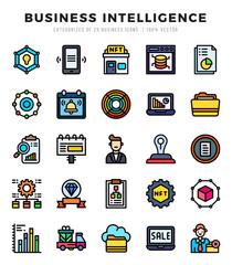 Business Intelligence web icons in Lineal Color style.
