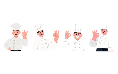 Four Happy Chefs Showing the "OK" Sign