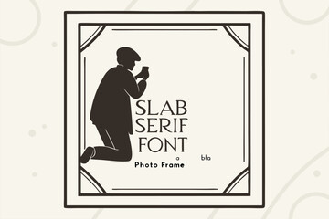 Minimal slab serif font layered on matte black background