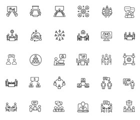 Team Business Meeting icons – Collaboration and Planning Concept Vector