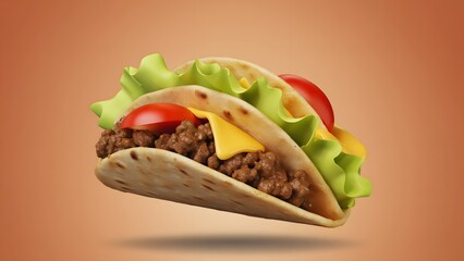 Beef Taco with Vegetables and Cheese