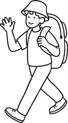 Backpacker line drawing for coloring