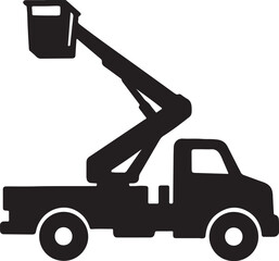 Bucket truck silhouette utility lift vehicle vector illustration