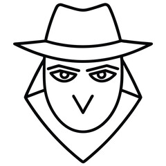 incognito-face-symbol icon black vector illustration on transparent background