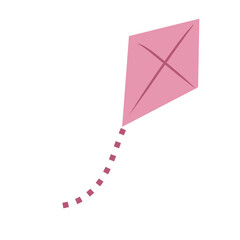Minimalist Pink Kite &ndash; Flat Vector Illustration. Simple and modern design ideal for children&rsquo;s graphics, recreational themes, flying toy icons, outdoor play concepts, and seasonal or spring artworks