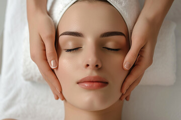 Generative AI,피부 관리를 받고 있는 여자,외국인 모델,외국 뷰티 모델