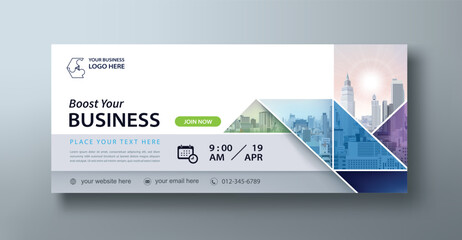 Corporate web banner mockup, a social media template for branding and a cover header background for websites