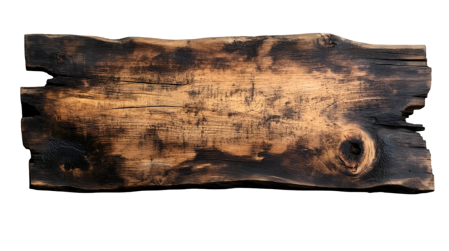 Rustic wood plank background texture for design and decoration with natural grain and dark burn marks transparent background png