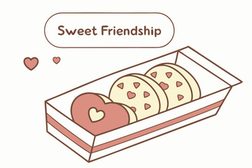 Cute snack box illustration with heart shape