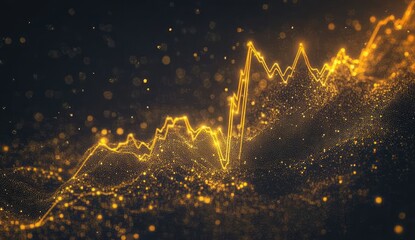 Golden chart soaring over a dark background