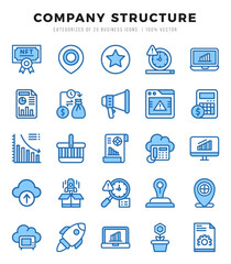 Company Structure Two Color icons collection. 25 icon set. Vector illustration.