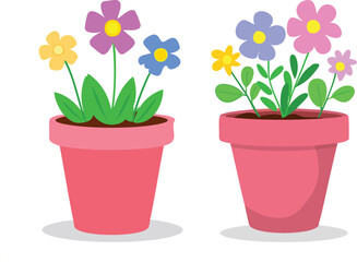 flowers in pots vector illustration