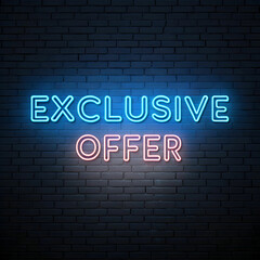 shimmering exclusive offer text flickers with neon