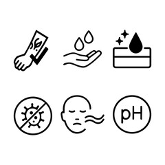 Fototapeta premium A cohesive vector icon set designed for tattoo care cosmetics in a professional tattoo salon setting.