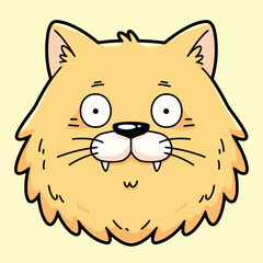 Funny cat face Illustration in cartoon style.