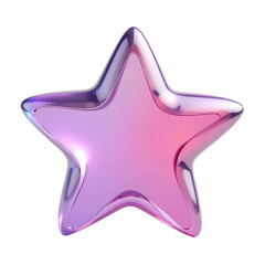Isolated shiny pink star with a glossy surface isolated on transparent background