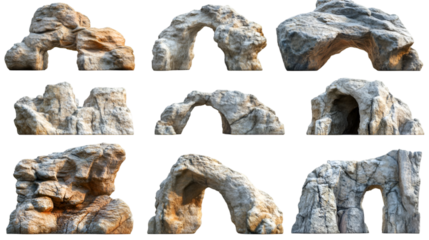 Rock arch collection stone arches cave entrance nature rock formations natural bridges geological archways transparent background png