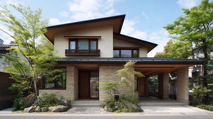 日本の二階建て住宅、戸建て住宅 レンガ調