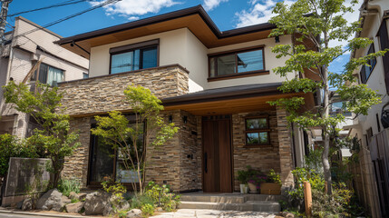 日本の二階建て住宅、戸建て住宅 レンガ調