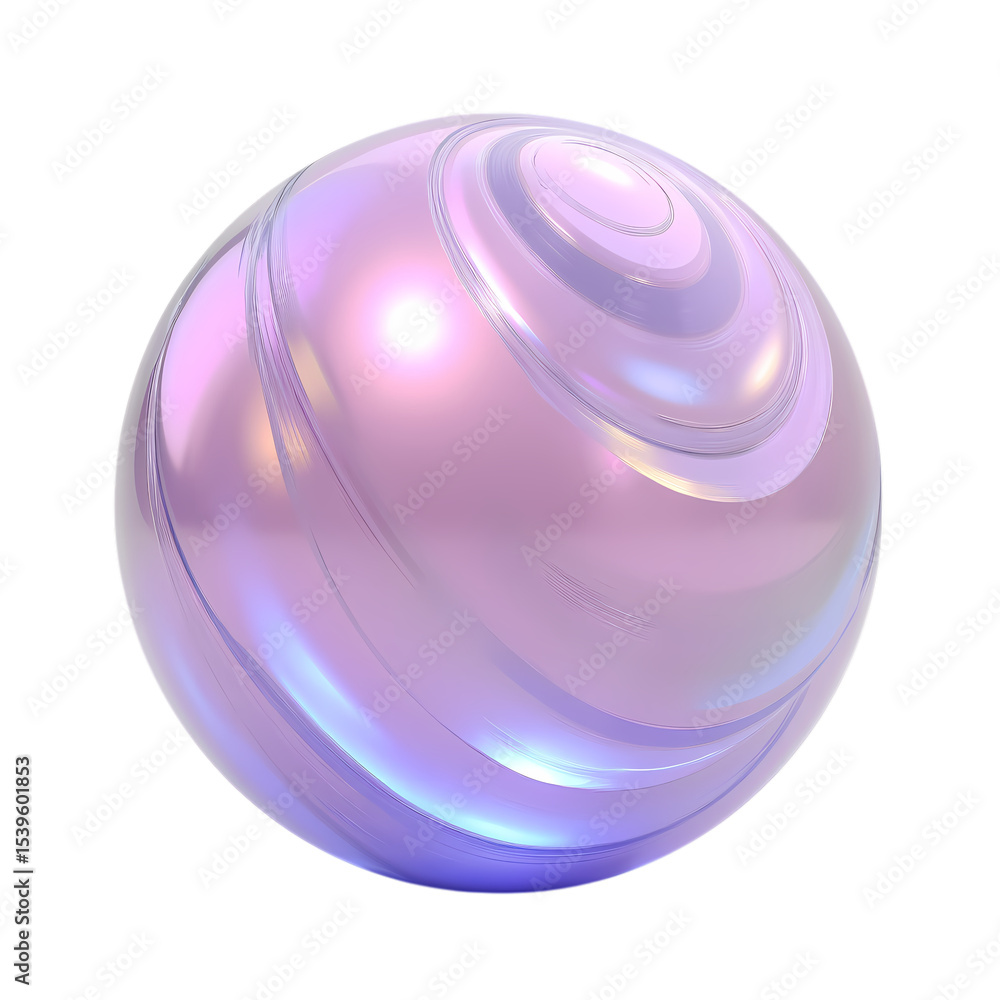 Poster a glossy sphere with swirling patterns isolated on transparent background