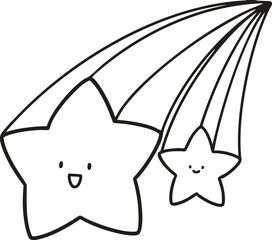 Drawing cute shooting star lines for coloring