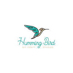 Delicate Hummingbird Logo - Line Art Style for Floral & Boutique Businesses Vector