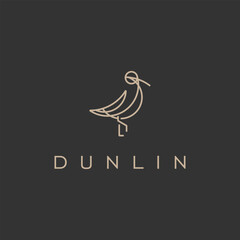 Clean Dunlin Bird Logo - Line Art Style for Marine & Coastal Businesses Vector Design
