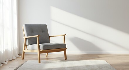 Serene Minimalist Living Room with Comfortable Armchair and Sunlight