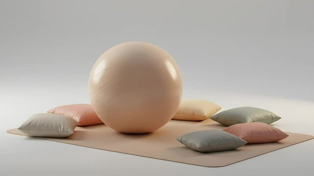 bounce ball pregnance workout with pillows and soft color