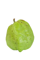 Fresh green guava fruit with natural blemishes and textured skin showing tropical produce quality isolated on transparent background for healthy food concepts