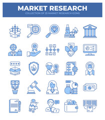 Market Research Icons. A Collection of 25 Essential Business Analysis and Marketing Strategy Visuals