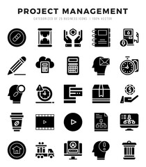 Project Management elements. Glyph web icon set. Simple vector illustration.