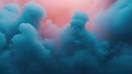 Surreal Blue Clouds Illuminated by Soft Pink Atmospheric Light