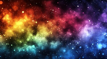 Colorful Bokeh Galaxy with Rainbow Light Particles and Space Vibe