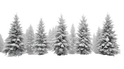 Naklejka premium Winter wonderland snowy forest trees background for christmas holiday season landscape design transparent background png