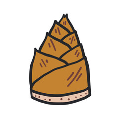 たけのこの輪郭あり手描きカラーイラスト
