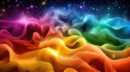 Flowing Colorful Waves of Energy and Starlight in a Galactic Cosmos