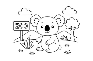 Coloring pages of a koala for kids