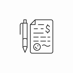 financial document and pen icon sign vector