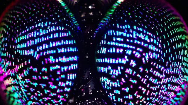 Neon Code Reflections in Dragonfly's Compound Eyes