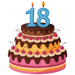 birthday cake eighteen years vector isolated on white background