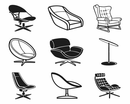 set of furniture icons