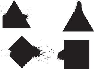 Grunge Geometric Shapes with Splatter Texture Vector Illustration