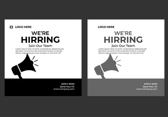 Hiring job vacancy social media post or square web banner template vector design template .