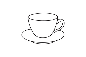 Teacup and Saucer continuous one line drawing minimalism design