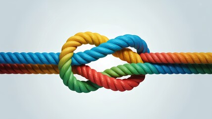 International Day of Friendship concept colorful ropes tied in knot unity, support