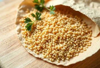 Close-up shot of cooked amaranth grains on a natural background