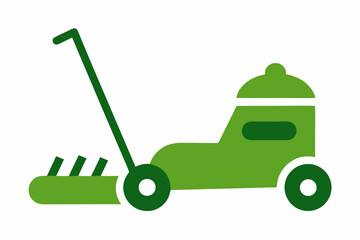Green lawn mower icon illustration