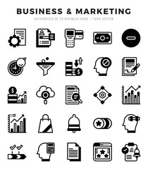 Vector Business & Marketing types icon set in Lineal Filled style. vector illustration.