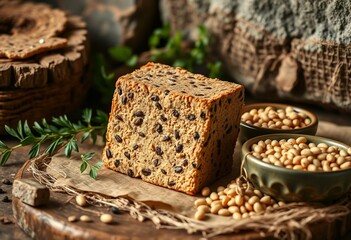 Rustic tempeh on a natural setting